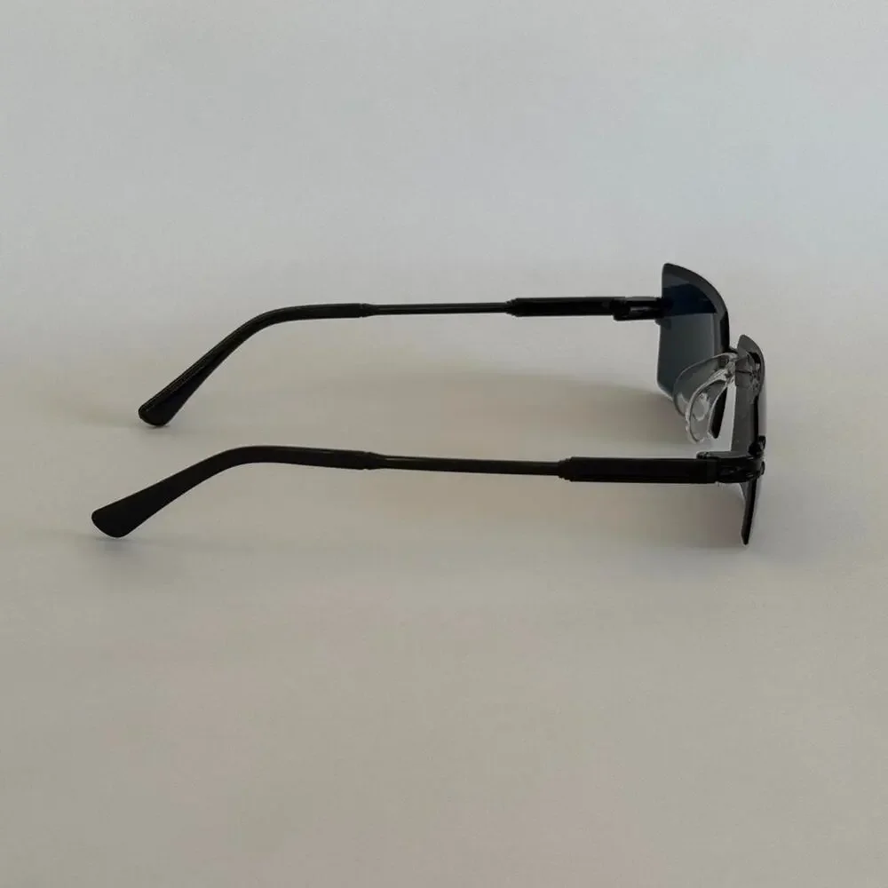 Y2K Black Rectangle Sunglasses Unisex Subtle Flair Streetwear UVA UVB